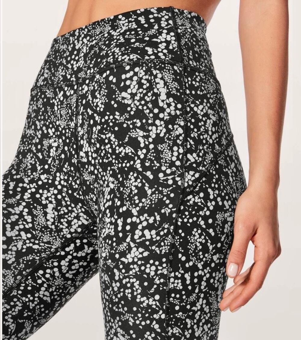 Lululemon In Movement 7/8 Tight Everlux 25" Low Rise Black White Leggings Size 4